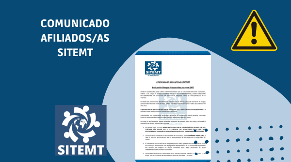 COMUNICADO AFILIADOS-AS SITEMT EVALUACIÓN RIESGOS PSICOSOCIALES